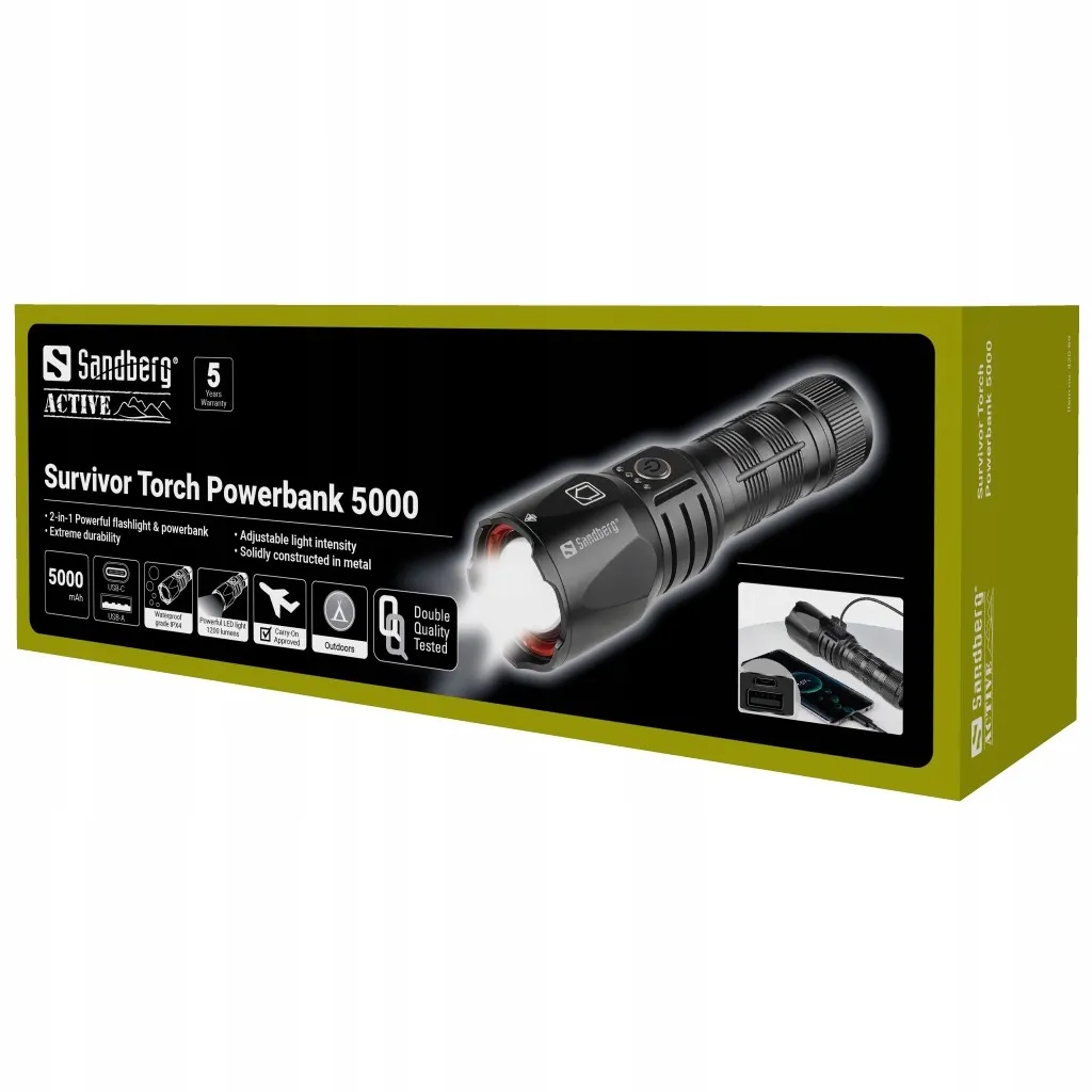 sandberg-super-latarka-powerbank-5000-stan-nowy