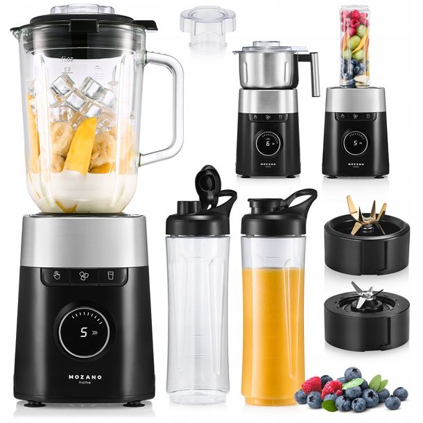 ﻿BLENDER KIELICHOWY SZKLANY MŁYNEK 2 BIDONY TURBO 2,2L MOCNY 2700W