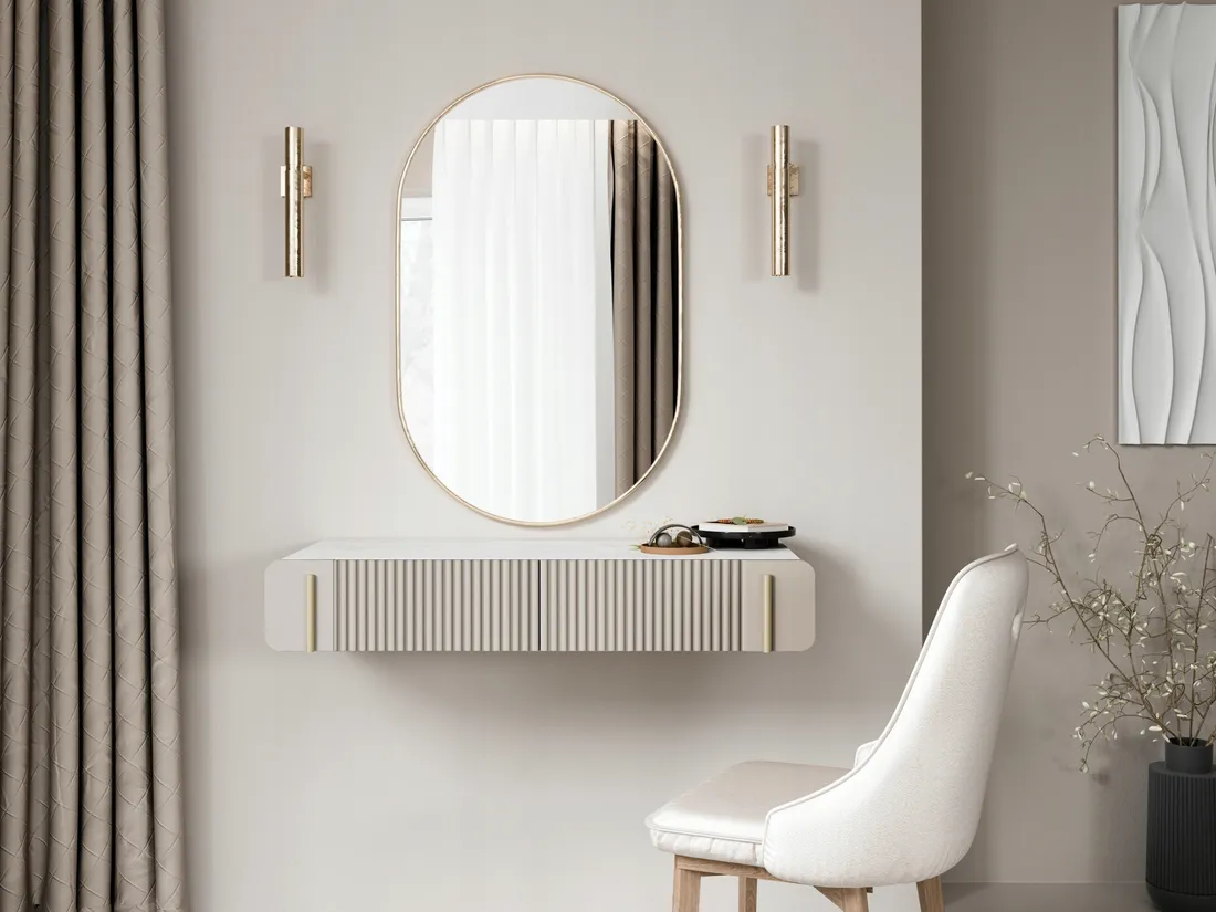 TOALETKA WISZĄCA Z SZUFLADAMI z lamelami kaszmirowa KONSOLA ML-2SZ