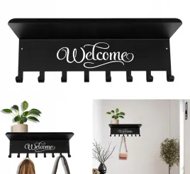 wieszak-uchwyt-na-ubrania-klucze-hak-z-polka-welcome-czarny