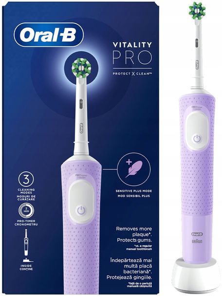 ﻿ELEKTRYCZNA SZCZOTECZKA DO ZĘBÓW ORAL-B VITALITY PRO 3 TRYBY FIOLETOWA