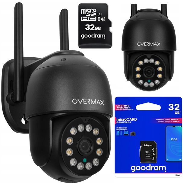 KAMERA ZEWNĘTRZNA OBROTOWA 25s LAN 12 DIOD LED IP66 WIFI FULL HD + KARTA