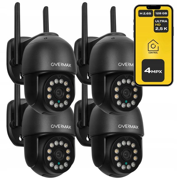 4X KAMERA ZEWNĘTRZNA OBROTOWA 25s LAN 12 DIOD LED IP66 WIFI FULL HD 4x ZOOM