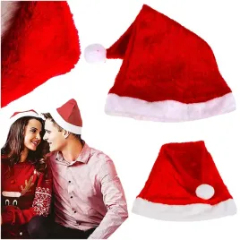 2x-czapka-swietego-mikolaja-przebranie-z-pomponem-kostium-swiateczna-stroj