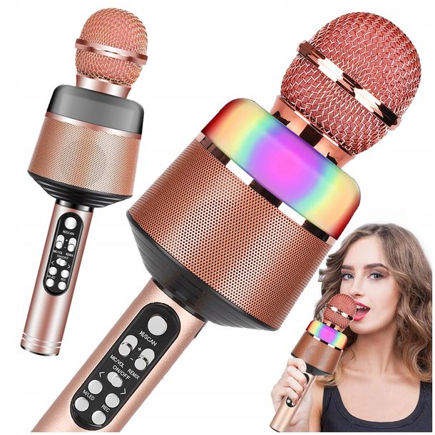 ﻿MIKROFON PREMIUM BEZPRZEWODOWY RGB BLUETOOTH BT KARAOKE GŁOŚNIK DLA DZIECI