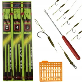 6-x-przypon-karpiowy-z-wlosem-plecionka-hak-r-2-4-6-wypychacz-i-stopery