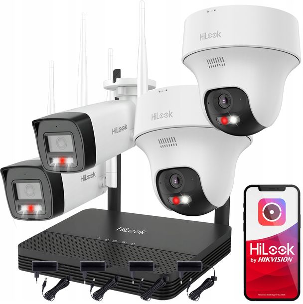 Zestaw 4 Kamer Bezprzewodowych WiFi 4MP HiLook by Hikvision WIFIKIT-BT4-4CH