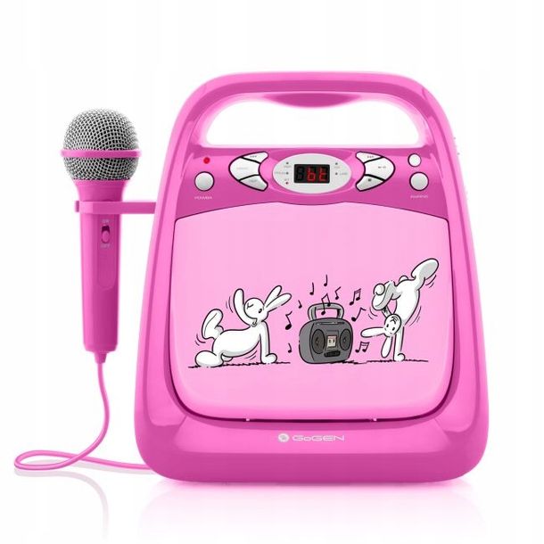 ﻿BOOMBOX KARAOKE GŁOŚNIK BLUETOOTH USB MP3 MIKROFON ODTWARZACZ CD RÓŻOWY