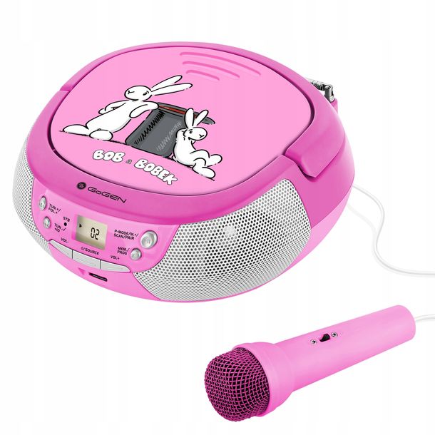 ﻿BOOMBOX KARAOKE GŁOŚNIK BLUETOOTH USB MP3 MIKROFON ODTWARZACZ CD RADIO RÓŻ