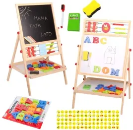 tablica-dwustronna-magnetyczna-kredowa-dla-dzieci-liczydlo-magnesy-naklejki