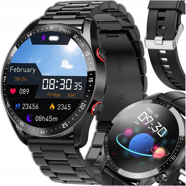 ﻿SMARTWATCH ZEGAREK MĘSKI SOLIDNY WODOODPORNY ROZMOWY MENU PL TRWAŁY CZARNY