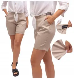 krotkie-spodenki-damskie-eleganckie-elastyczne-bezowe-bermudy-40-l-firi
