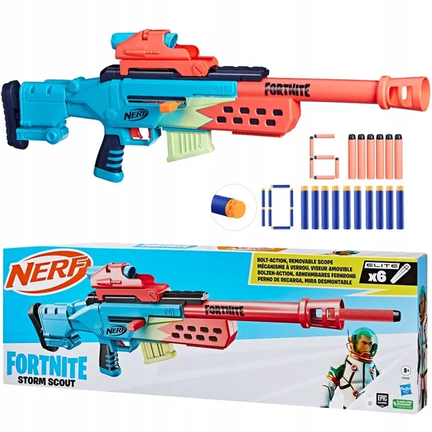 NERF FORTNITE SNAJPERKA PISTOLET STORM SCOUT +CELOWNIK i STRZAŁKI