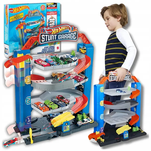 TOR SAMOCHODOWY Hot Wheels GARAŻ PARKING Z WINDĄ City Stunt Garage