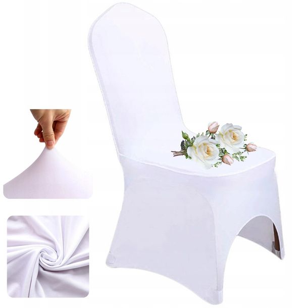POKROWIEC NA KRZESŁO BANKIETOWY BANKIETOWE BIAŁY ŚLUBNY ŚLUB-Zdjęcie-0