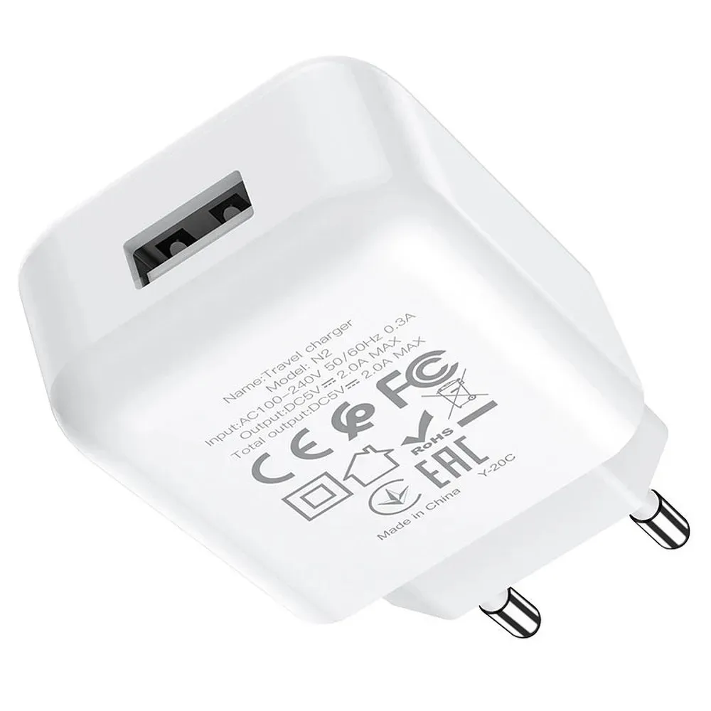 hoco-ladowarka-sieciowa-usb-a-kabel-usb-a-do-lightning-2a-n2-biala