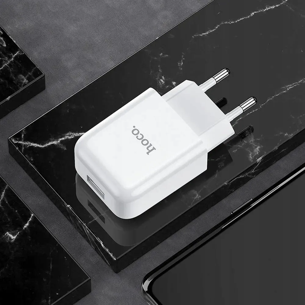 hoco-ladowarka-sieciowa-usb-a-kabel-usb-a-do-lightning-2a-n2-biala