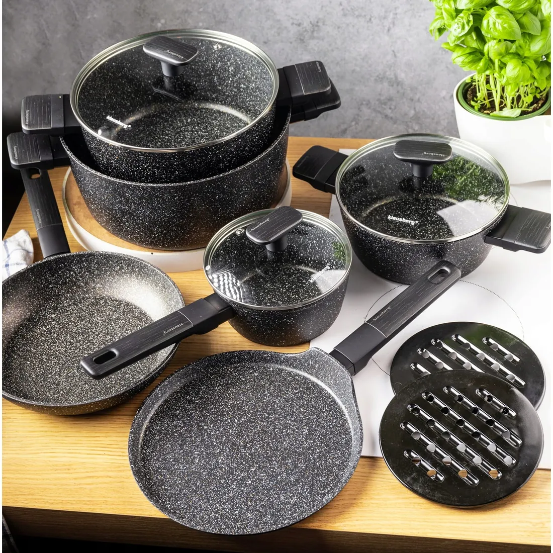 Set Pentole 12 Pezzi Klausberg Con Rivestimento Granitico – Induzione – Crack Design