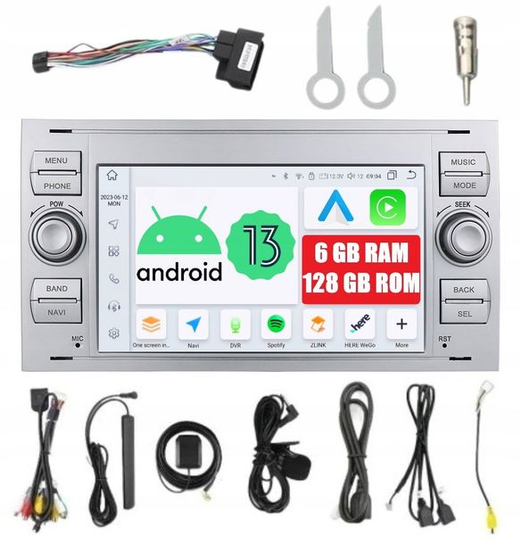 RADIO 2DIN NAWIGACJA ANDROID FORD CONNECT GALAXY 6/128 GB DSP CARPLAY LTE