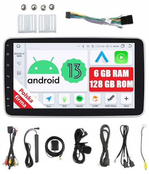 NAWIGACJA RADIO 1DIN ANDROID 6/128 GB DSP CARPLAY MODEM LTE QLED