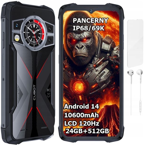 Smartfon Pancerny IP69K CUBOT KING KONG 9 PRO 24/512GB NFC DUAL SIM 4G