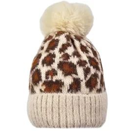czapka-zimowa-damska-bezowa-z-pomponem-panterka-akryl-cieplutka