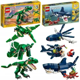 lego-dinozaury-31058-rekin-morskie-zwierzeta-31088-tyranozaur-creator-3w1
