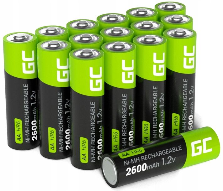 16x AKUMULATORKI BATERIE AA R6 GREEN CELL 2600 mAH