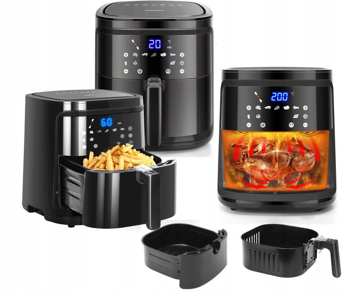 Frytkownica Beztłuszczowa 7L 1900W Air Fryer Xl Frytownica Ava Lcd Czarna