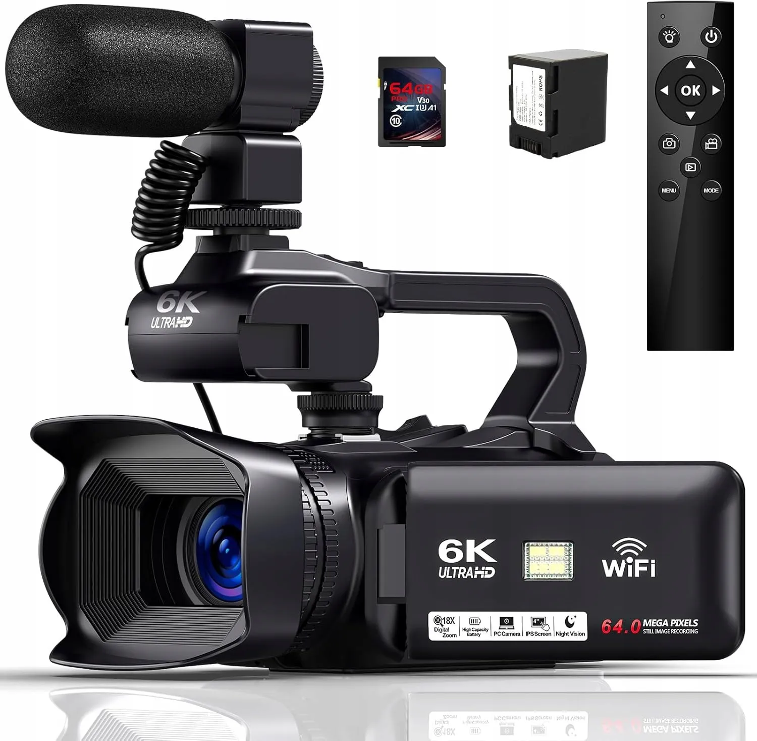 Kamera wideo Delmodes DV95 6K 64MP18X Zoom Vlogging Camera 4500