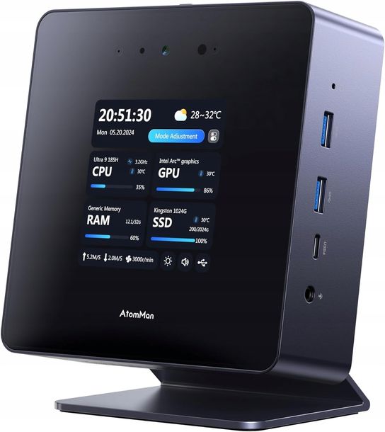 Mini komputer PC Intel Ultra 9 185H 96GB/4TB Kamera Oculink Win11Pro