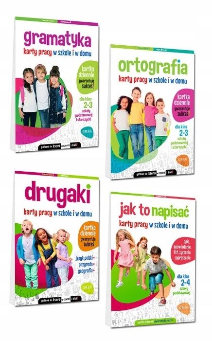 Zestaw Drugaki karty pracy klasa 2 Ortografia Gramatyka j. polski 4w1