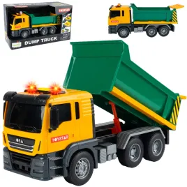 auto-z-napedem-wywrotka-ruchoma-naczepa-swiatlo-dzwieki