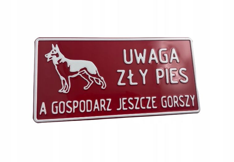 Tabliczka UWAGA ZŁY PIES a właściciel Gorszy DUŻA – 220711553 - ERLI.pl