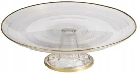 szklana-patera-na-ciasto-na-nozce-ares-28-cm-zloty-pasek