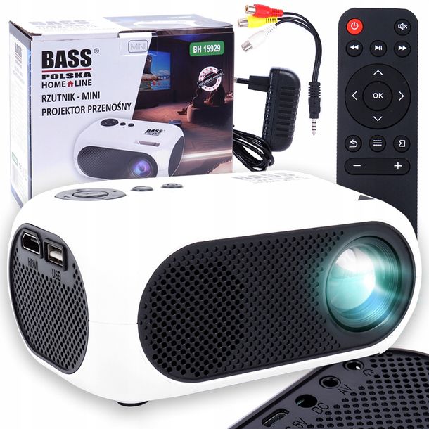 ﻿PRZENOŚNY MINI PROJEKTOR MOBILNY RZUTNIK 1920x1080 LED 13 - 100" 2500lm
