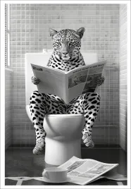 plakat-bez-ramy-do-lazienki-wc-toalety-gepard-na-kiblu-gazeta-p2532-40x50