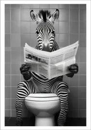 plakat-bez-ramy-do-lazienki-wc-toalety-zebra-na-kiblu-gazeta-p2531-40x50
