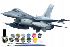 model-f-16-polski-jastrzab-do-sklejania-farby-klej-pedzle