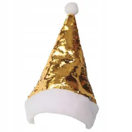 czapka-zlota-cekiny-pompon-boze-narodzenie