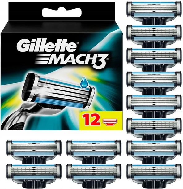 Фото - Бритва / лезо Gillette Wkłady do maszynek  Mach3 12 szt. ostrza nożyki wymienne ORYGINALNE 