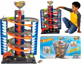 Hot Wheels Zakręcony Mega garaż Zestaw do zabawy tor z windą+