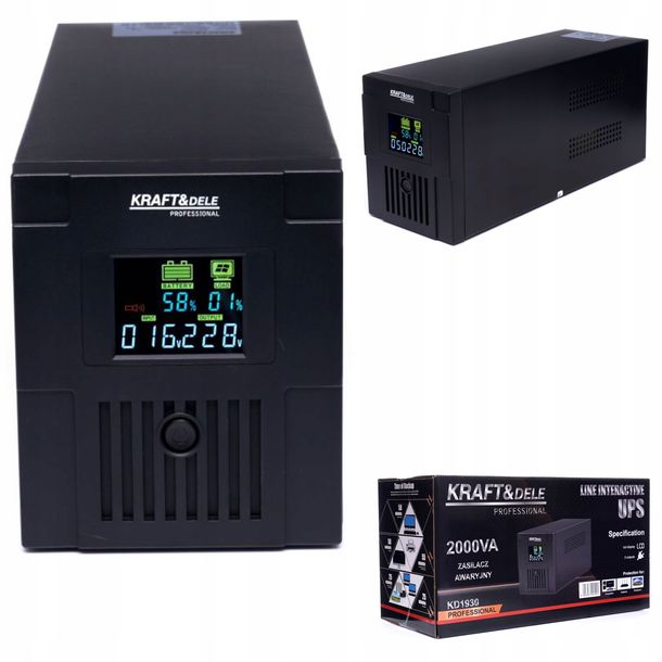 ZASILANIE UPS AWARYJNE 1200W LCD PIECA POMPY WBUDOWANY AKUMULATOR 2000VA