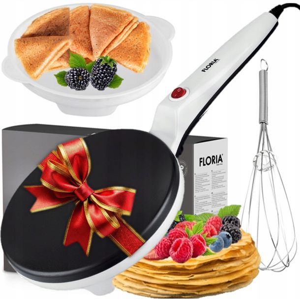 ﻿NALEŚNIKARKA ELEKTRYCZNA AUTOMATYCZNA BIAŁA NON STICK 20CM 700W