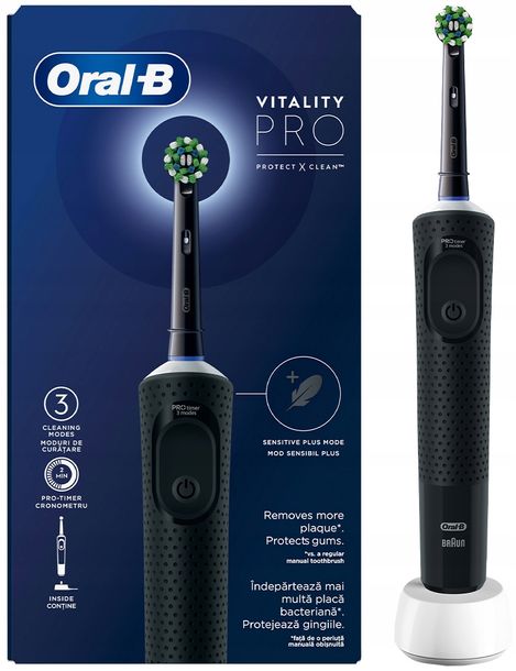 ﻿ELEKTRYCZNA SZCZOTECZKA DO ZĘBÓW ORAL-B VITALITY PRO 3 TRYBY CZARNA