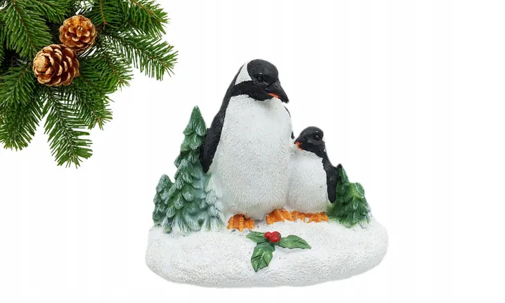 dekoracja-figurka-pingwin-stan-nowy-kolor-bialy-odcienie-zieleni-czarny