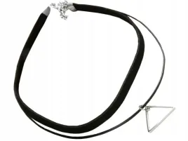 czarny-choker-naszyjnik-chocker-srebrny-trojkat-przywieszka