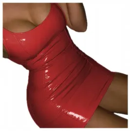 czerwona-sukienka-mini-blyszczaca-vinyl-latex-lack