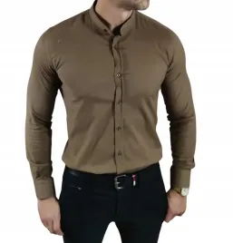 koszula-slim-fit-ze-stojka-casualowa-brazowa-struktura-ego01-l