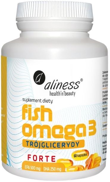 Фото - Вітаміни й мінерали Forte ﻿ALINESS Fish Omega 3  Trójglicerydy 500/250mg wsparcie serca 60 kaps. 